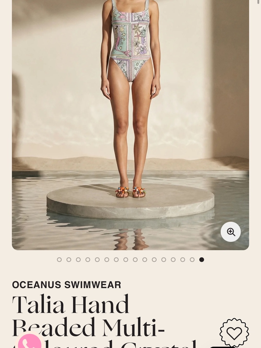 Oceanus Swimwear Talia Hand-Beaded Multi-Coloured Crystal Swimsuit - Multi